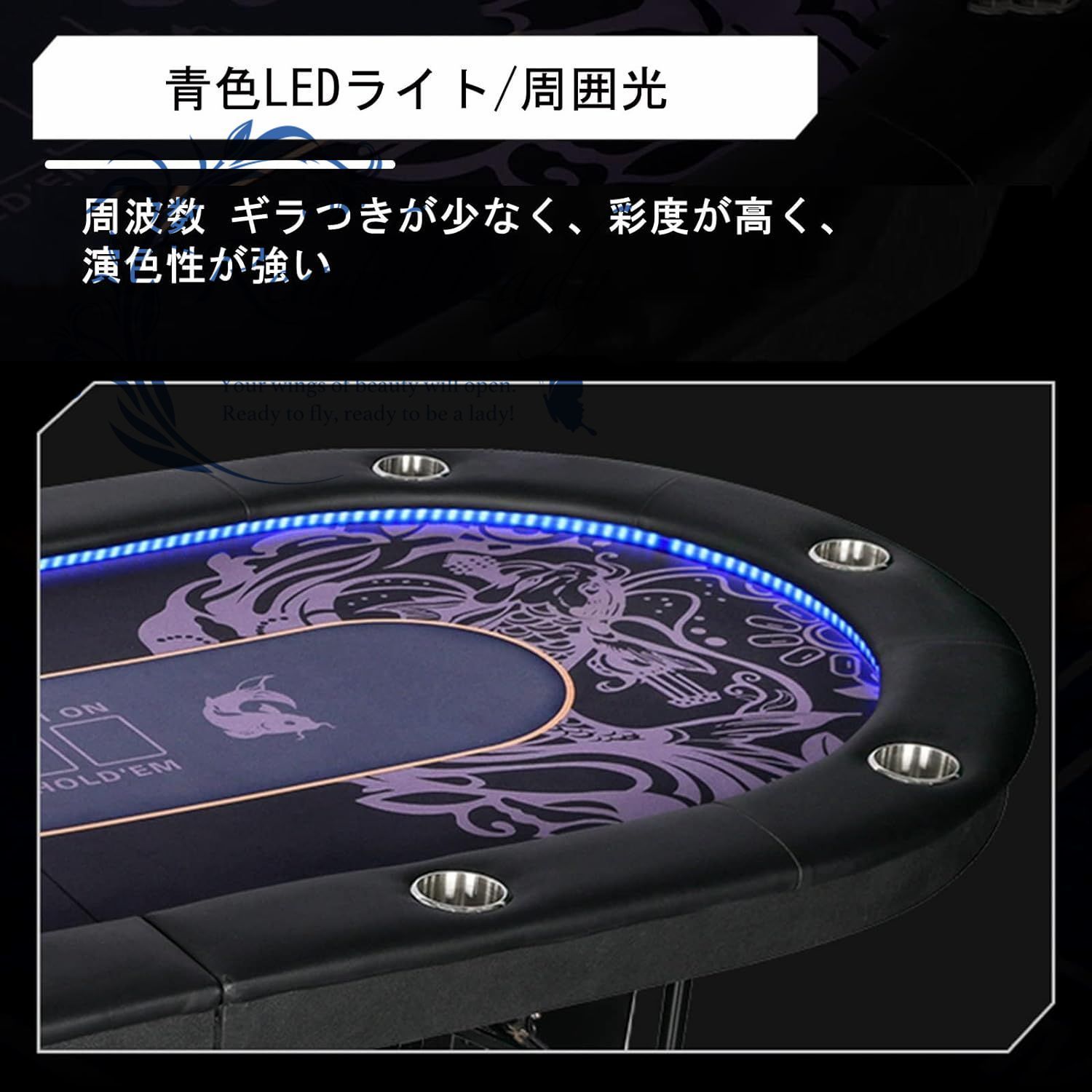 ポーカーテーブルトップ折畳式　ブルー　収納　ポーカー　カジノ　テキサスホールデム vidaXL 10人用 折りたたみ式ポーカー用テーブルトップ ブルー