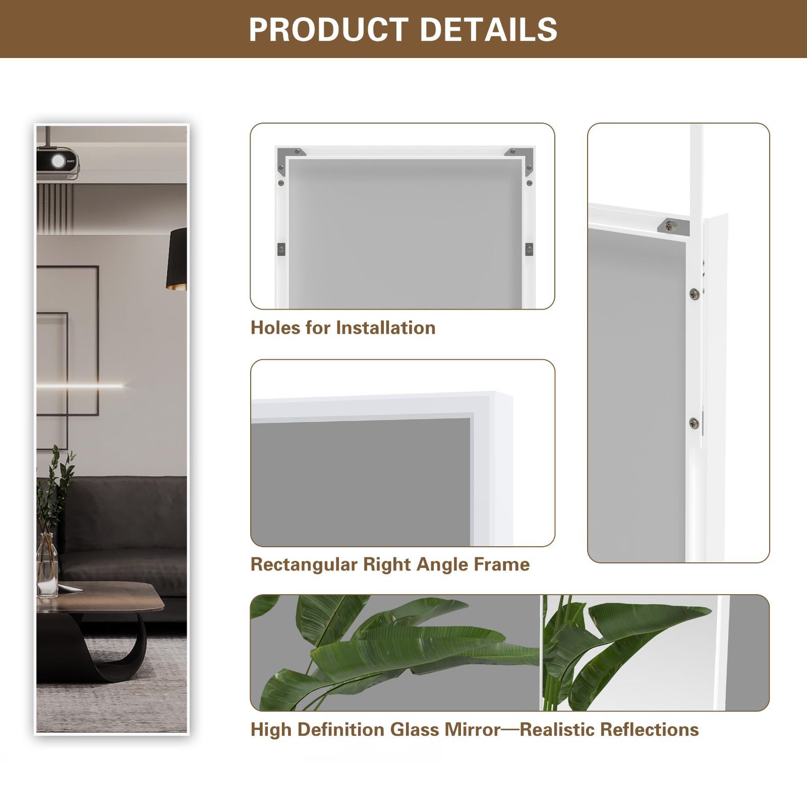 ホワイト 全身鏡