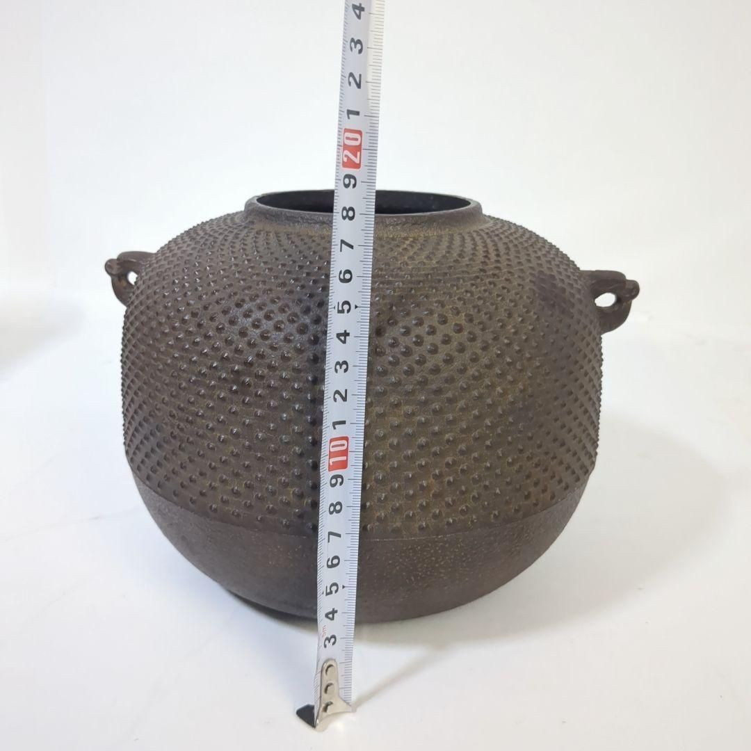 釜師 金森紹栄 茶釜 総霰平丸 丸霰 地紋 釜 鉄瓶 南鐐 茶道具 約4L