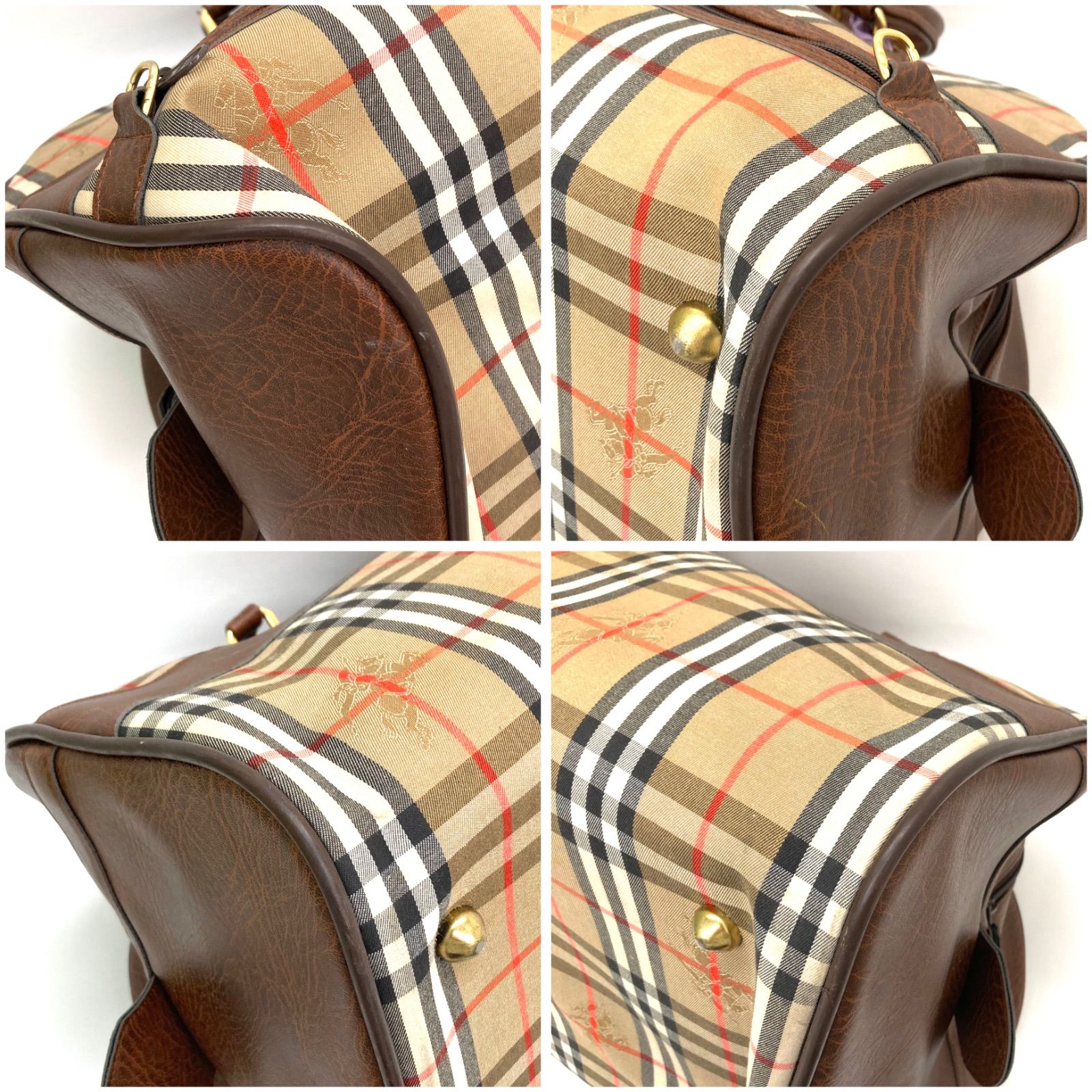 特大サイズ/鍵付き✨バーバリー ボストンバッグ ノバチェック ナイロン レザー ◇Burberry◇バーバリー ノバチェック ボストンバッグ 特大 バーバリー