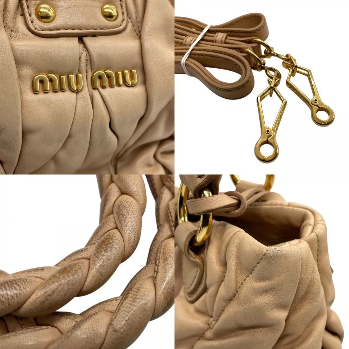 美品】miu miu ミュウミュウ マテラッセ ギャザー ハンドバッグ 