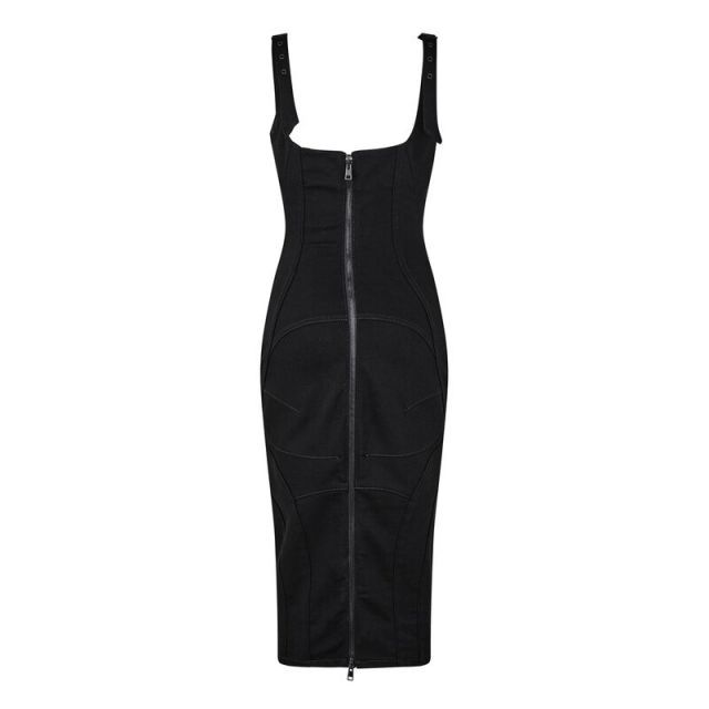 マグラー レディース ワンピース トップス Mugler Midi Dress Ld43 Washed Black