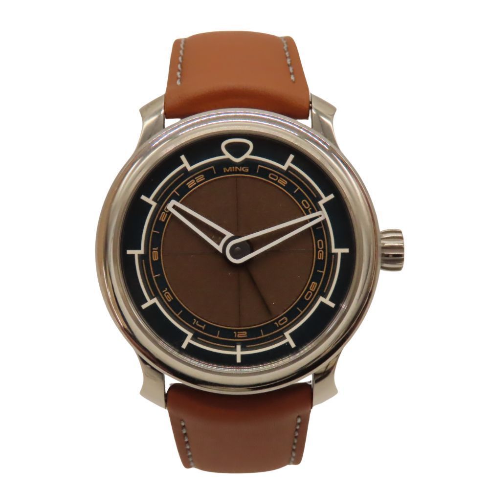 中古】ミン MING 22.01 GMT Gilt ブラウン レザー 自動巻き メンズ 