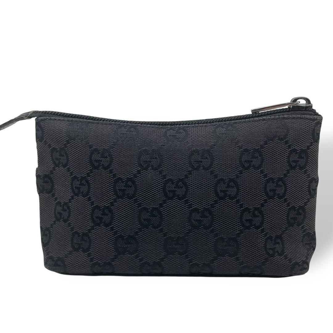 GUCCI ブラック キャンバスポーチ 良品 4853 GUCCI グッチ ポーチ GG キャンバス レザー ブラック - メルカリ