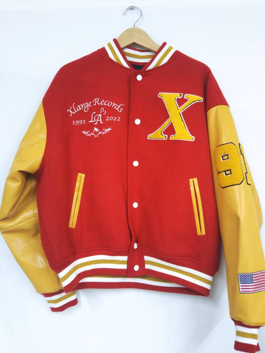 XLARGE OG LOGO VARSITY JACKET エクストラステージ ロゴ バーシティジャケット スタジャン 101224021007 レッド ×イエロー サイズ M - メルカリ