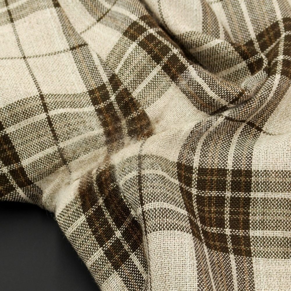 【中古】ラルディーニ LARDINI ウールリネン チェック 3B カジュアルジャケット サンドベージュxダークブラウン【サイズ44】【メンズ】-7
