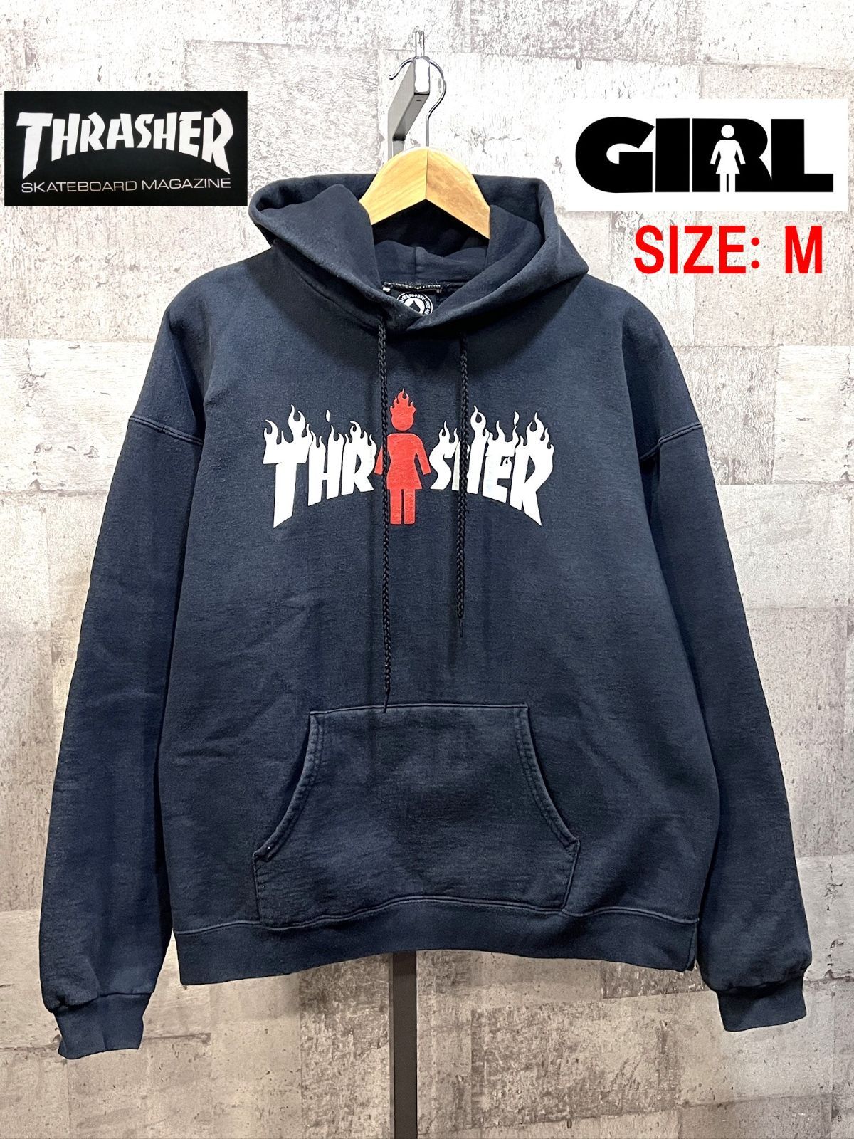 スラッシャー X Girl Skatebords プルオーバーパーカー M