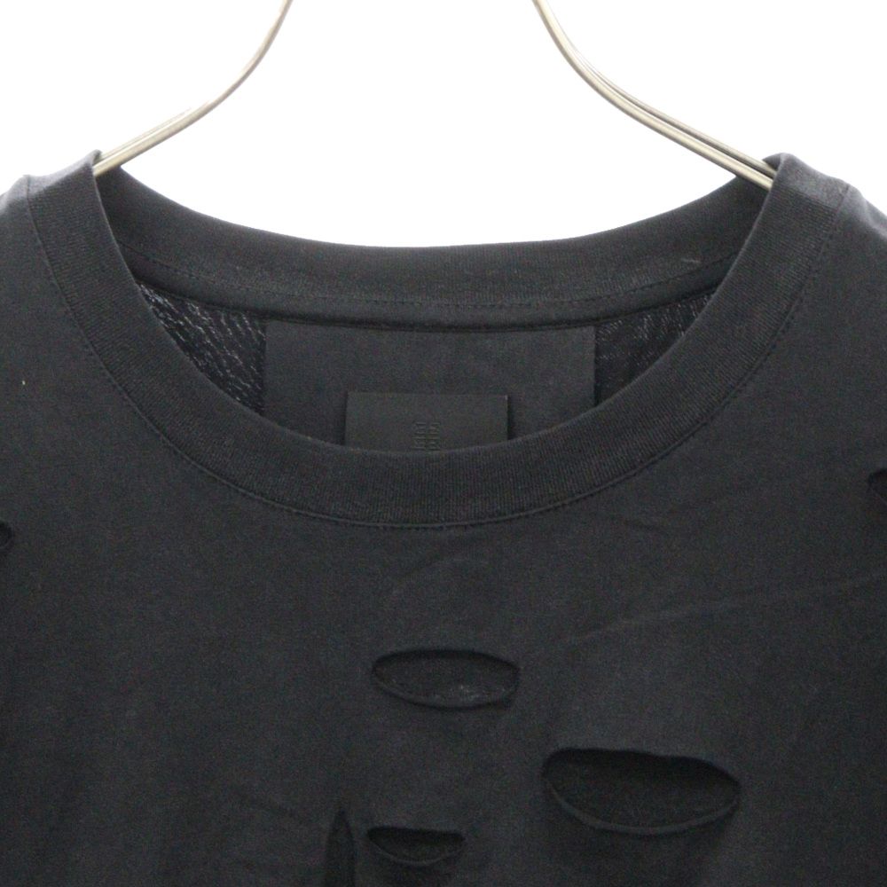 GIVENCHY (ジバンシィ) DESTROYED EFFECT T-SHIRT デストロイドエフェクト 半袖Tシャツ ダメージ加工 フロントロゴ  ブラック BM71G13Y9W 011 - メルカリ