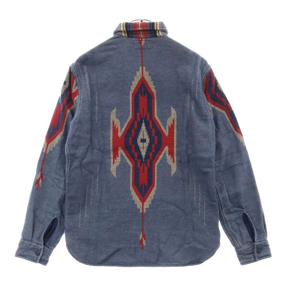 美品】レア✨RRL ダブルアールエル インディゴ ジャガード オーバーシャツ
