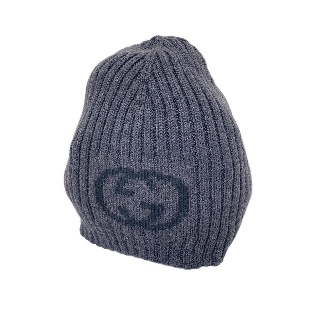 GUCCI グッチ ニット帽 20cm - 270501 ダークグレー×黒 ウール