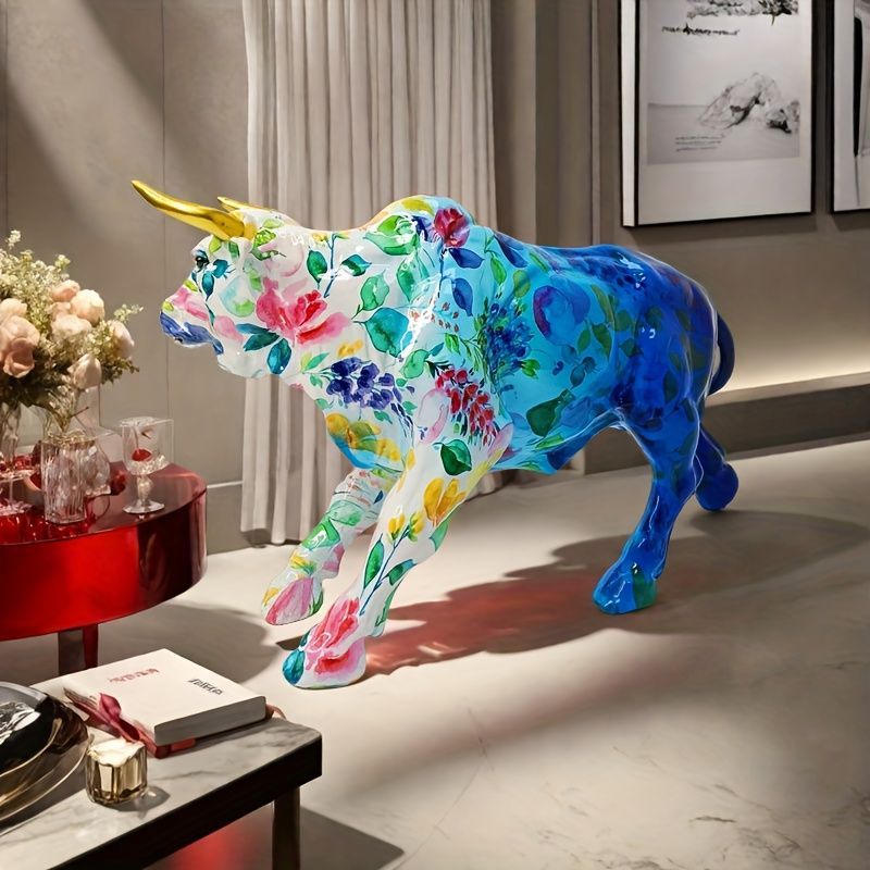 【美品】牛　闘牛　猛牛　現代アート　金属　置物　インテリア　工芸品　A1023 置物 樹脂製 牛 ホルスタイン 闘牛 動物 フィギュア 電気不要