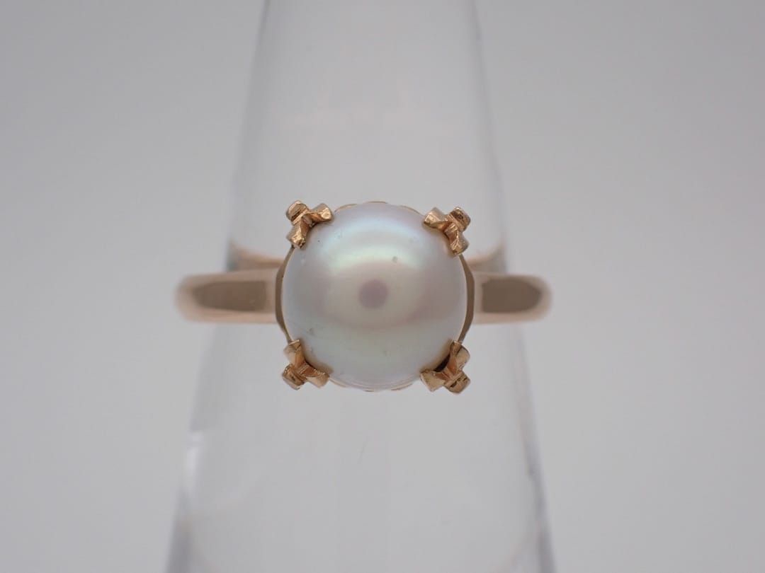 K18 イエローゴールド パールリング 8.1mm珠 10号 3.36g 中古B 【送料  