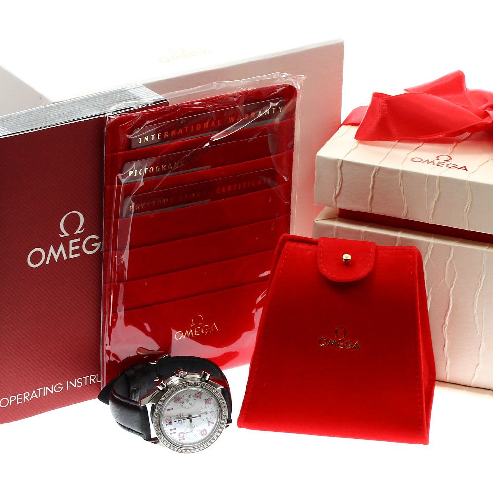 オメガ OMEGA 3835.74.34 スピードマスター クロノグラフ ダイヤベゼル 自動巻き レディース箱 保証書付き_907595
