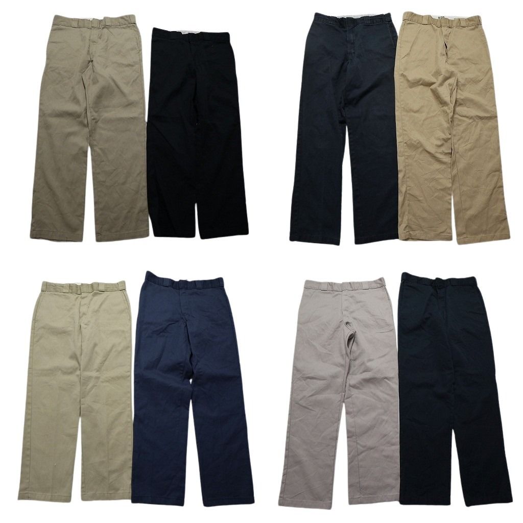 古着卸 まとめ売り ディッキーズ Dickies 874 ワーク パンツ 8枚セット メンズ 34 ノープリーツ センタークリース 古着 NB9792