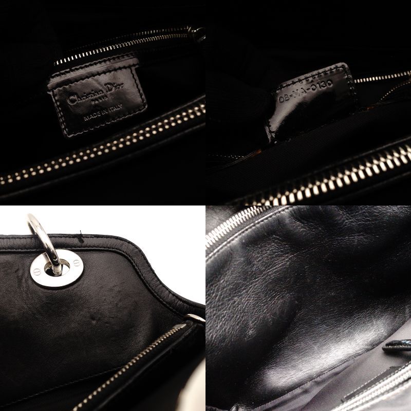 クリスチャン ディオール Christian Dior ハンドバッグ パテントレザー ブラック 2way 黒 シルバー金具 クロスボディ 7-9-395 DECORATOM_COM_BR
