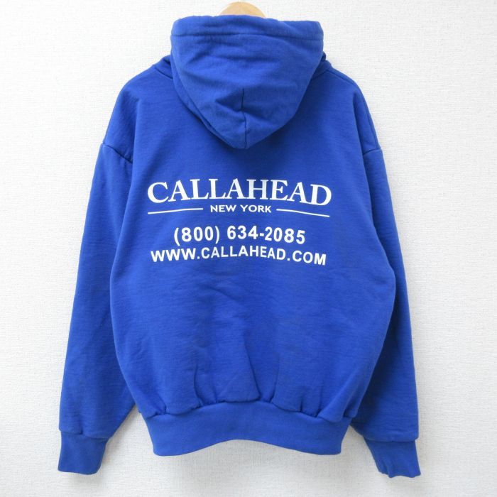XL/古着 キャンバー 長袖 フルジップ スウェット パーカー メンズ 90s CALLAHEAD 大きいサイズ 青 ブルー 24oct01 中古 スエット トレーナ