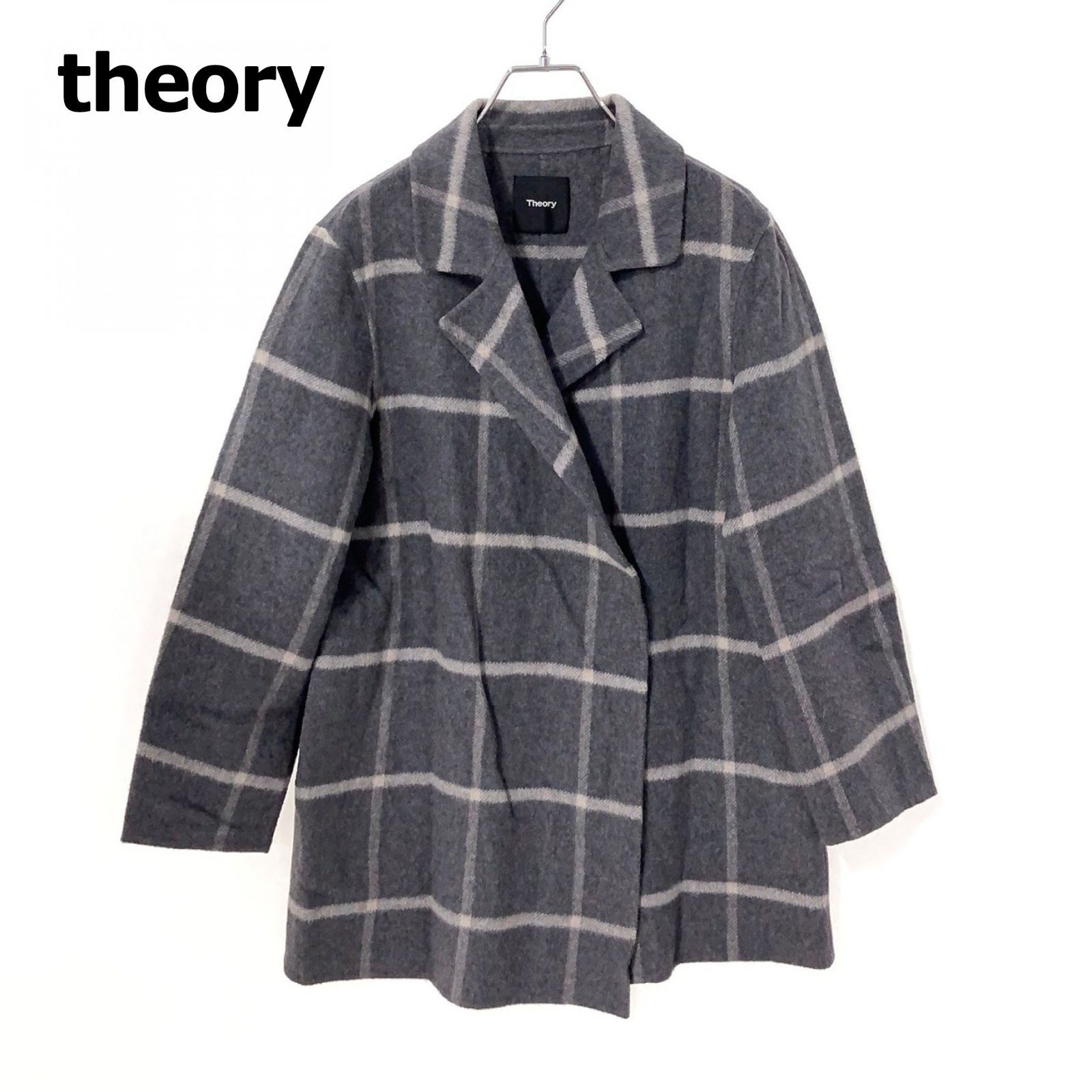 theory ウール混 チェック チェスターコート