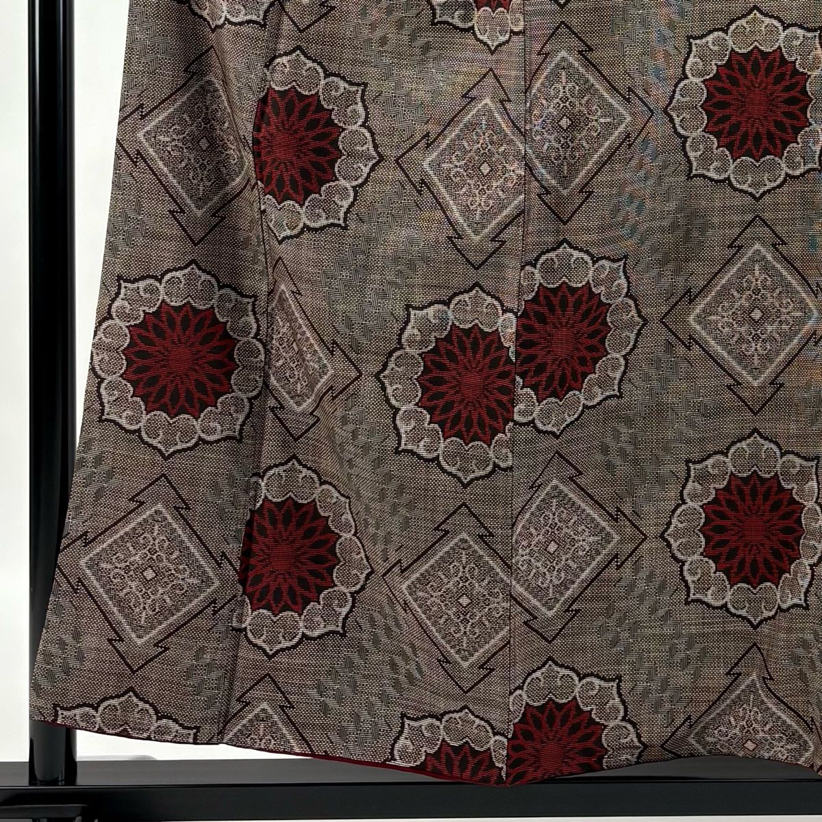 平和屋着物▽上質な紬 単衣 格子柄 正絹 逸品 CAAT6568xi