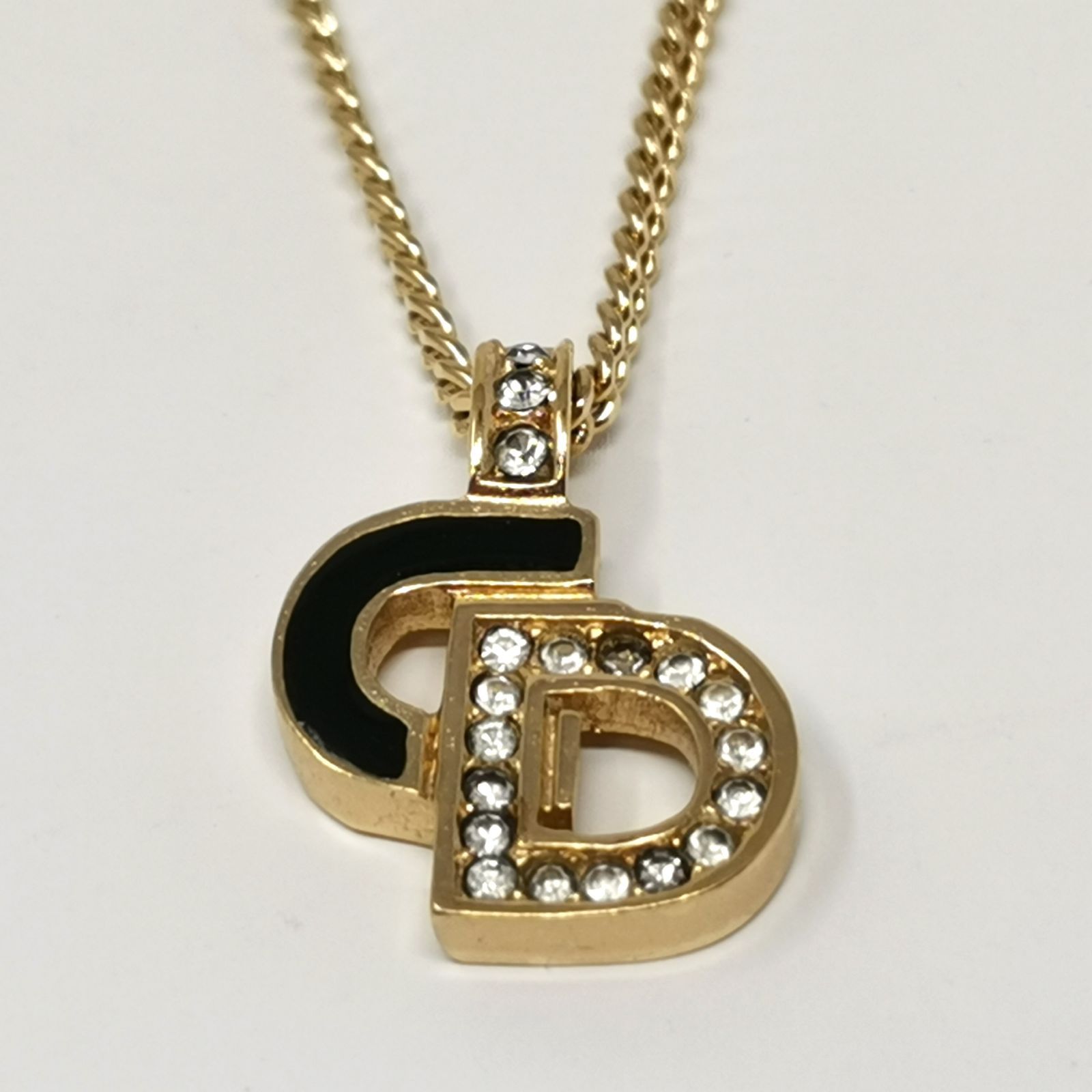 Dior ディオール ネックレス ブラック ゴールド Dior ネックレス ゴールド ブラック ラインストーン