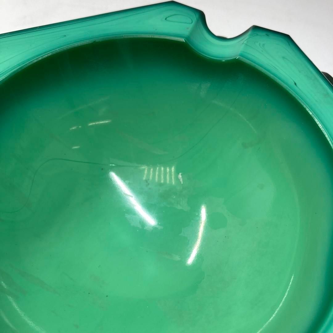 【特別価格！】 上緑ガラス 浮彫アッシュトレイ 3039g 横幅約18㎝ 東Y5-1201 【最安値挑戦中】