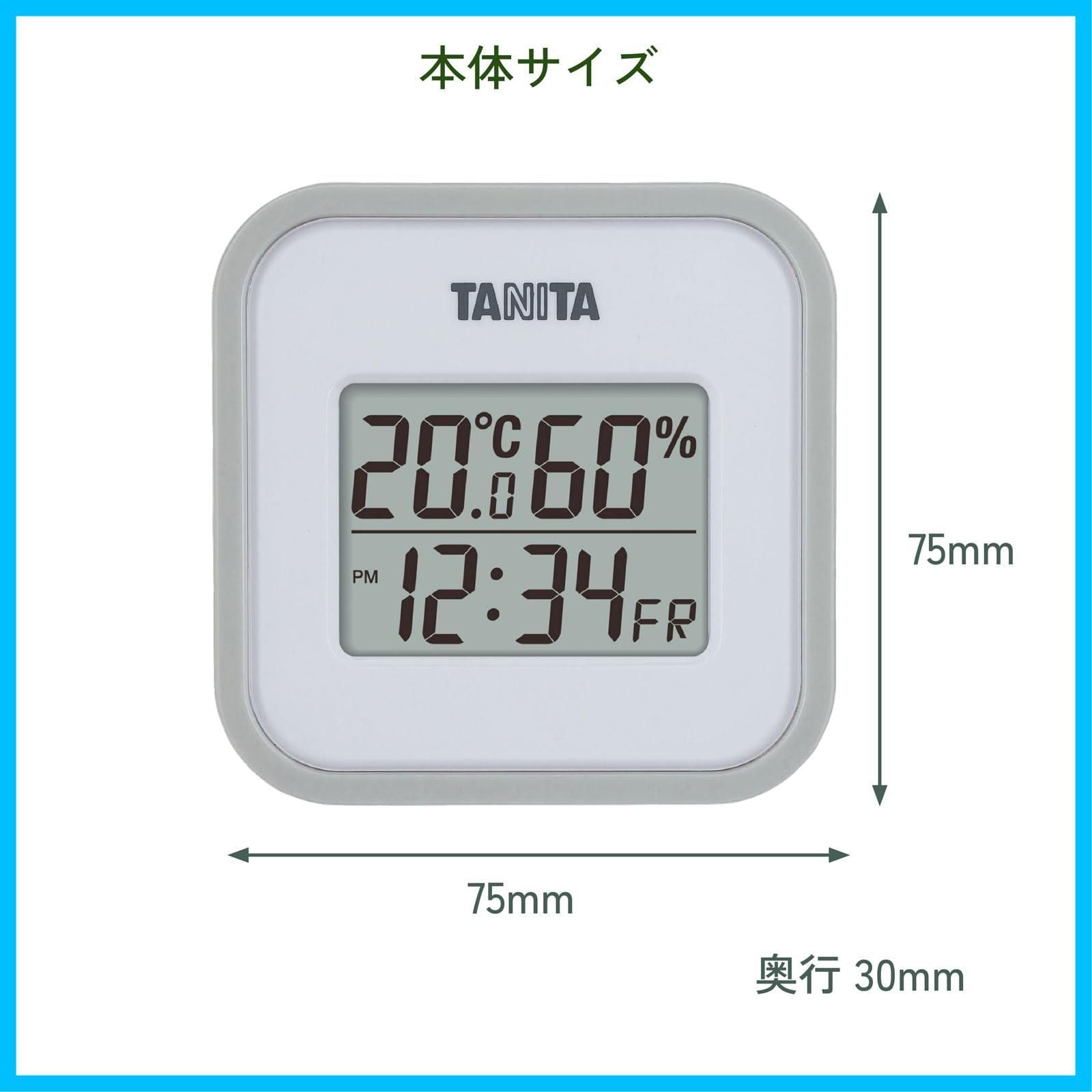 タニタ 温湿度計 時計 カレンダー 温度 湿度 デジタル 壁掛け 卓上 マグネット グレー TT-558 GY