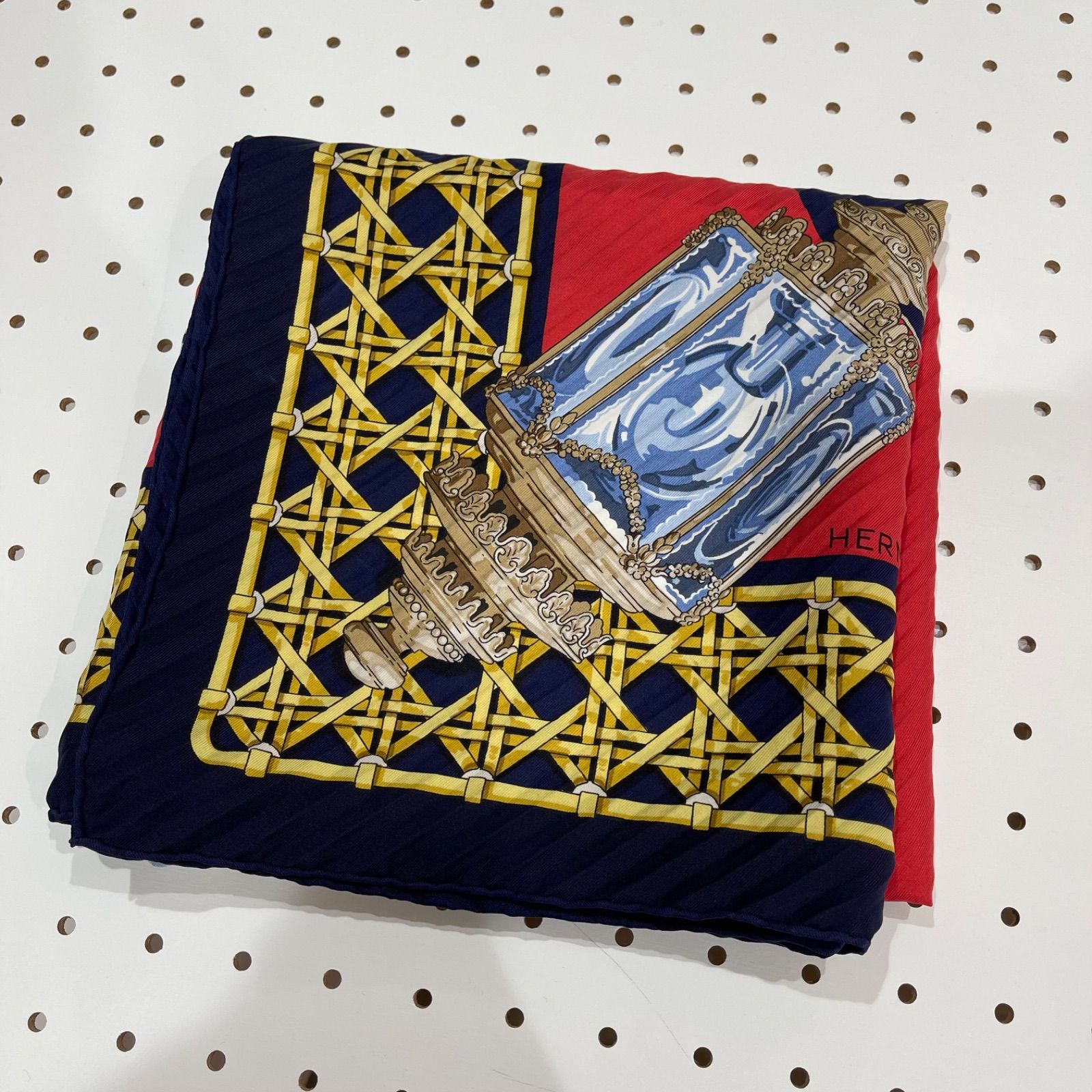 極美品】HERMES エルメス カレ90 FEUX DE ROUTE 馬車のランタン
