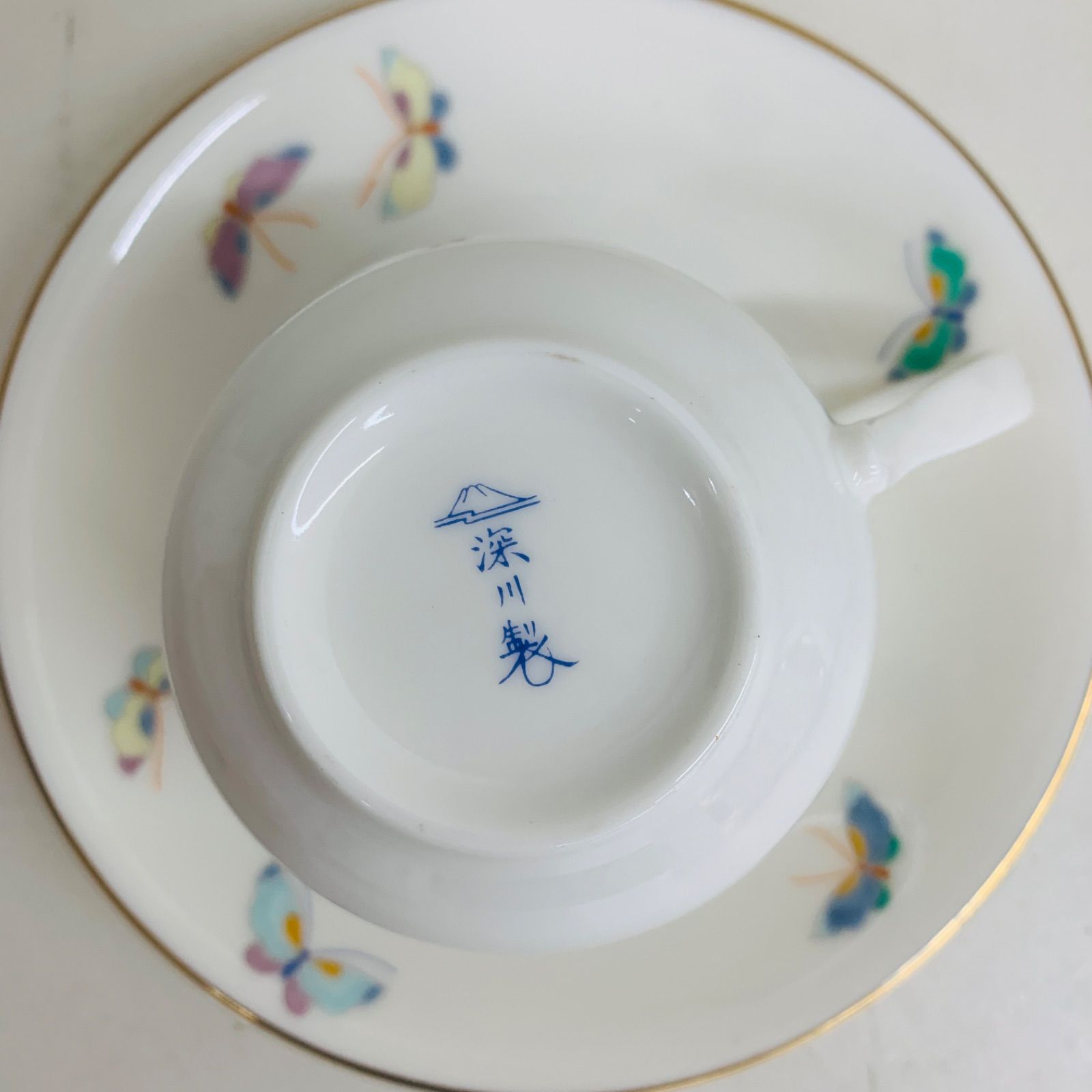 深川焼 カップフルセット 深川製磁 蝶柄 ペアセット カップ＆ソーサー - メルカリ