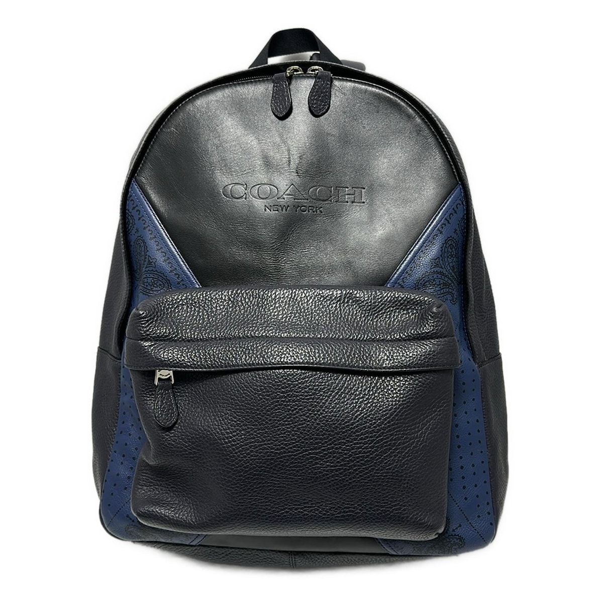 COACH コーチ リュックサック チャールズ パッチワーク レザー バックパック F57482 ダークネイビー×黒×ネイビー レザー