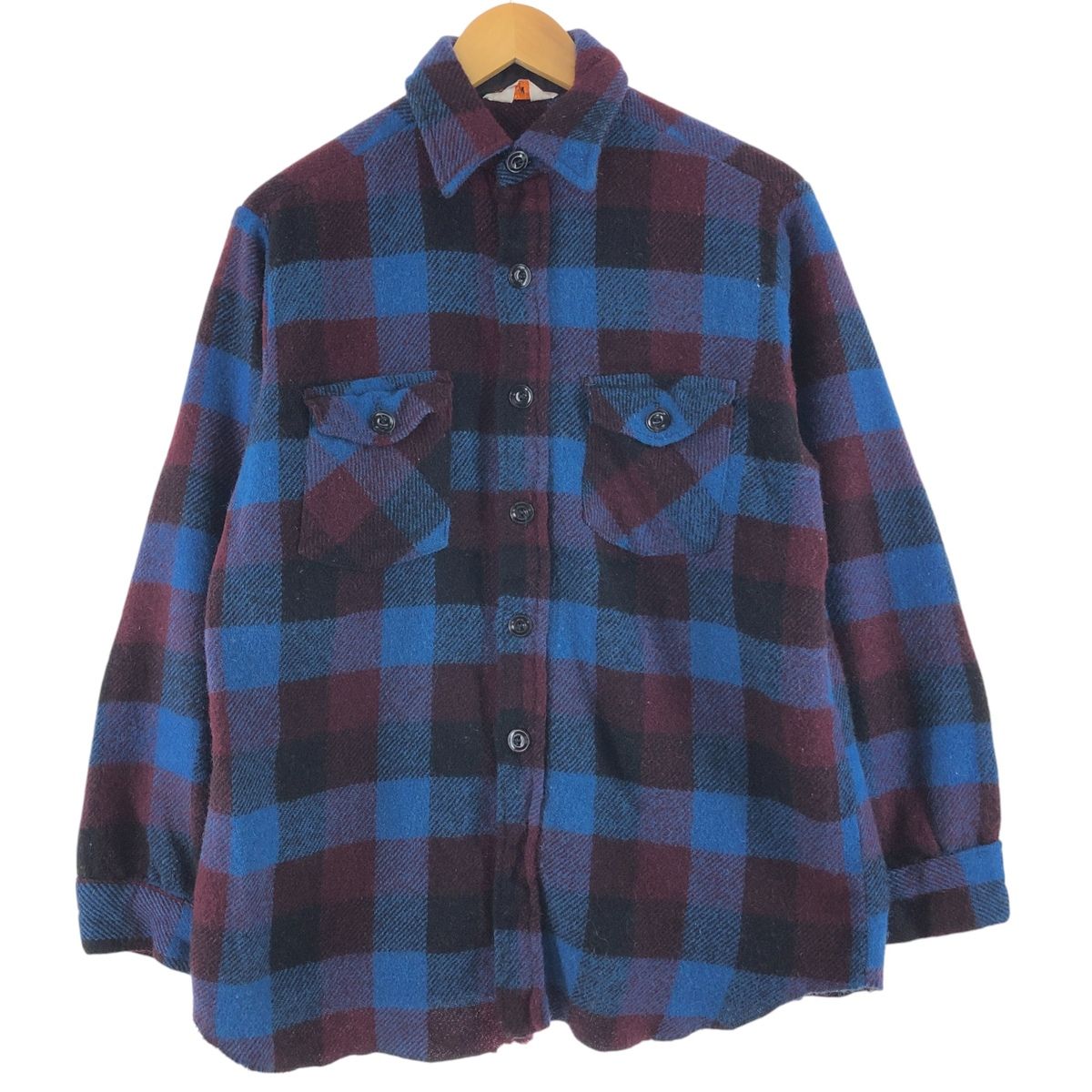 古着 70年代 フローストプルーフ Frost Proof チェック柄 ウールシャツ メンズM相当 ヴィンテージ/eaa511415