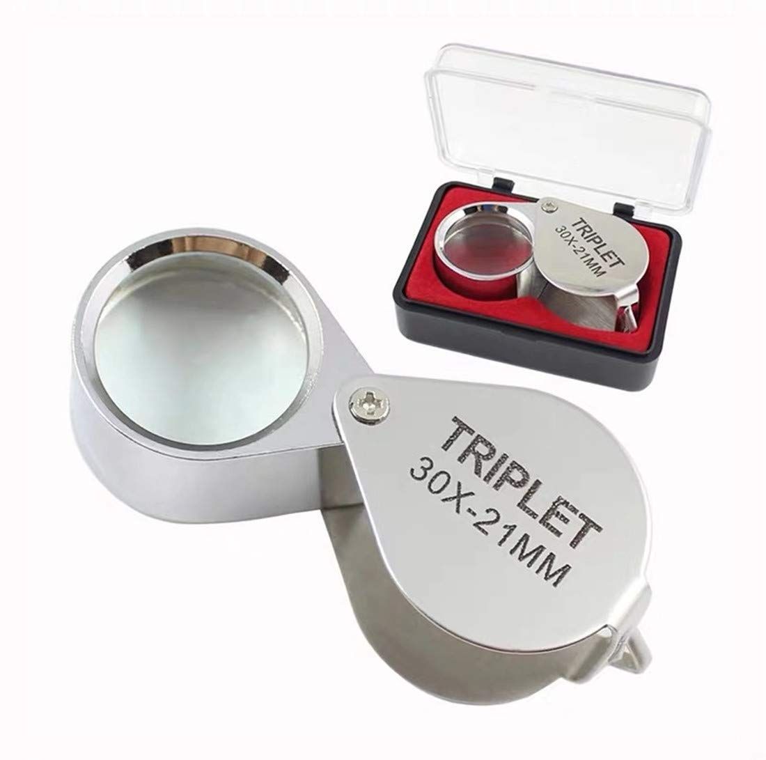 新品 拡大鏡 21mm径30倍レンズ携帯 コンパクト収納可能 ルーペ 虫眼鏡宝石
