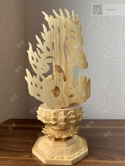 最高級 木彫り 仏像 不動明王像 彫刻 彩繪 本金 切金 天然木檜材17cm 新作☆精密彫刻 不動明王 木彫 仏像 不動明王像 檜木 高約28cm