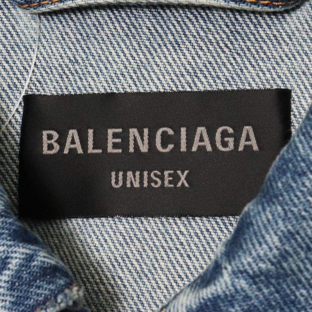 未使用 BALENCIAGA バックBBロゴスプレーペイントデニムジャケット 