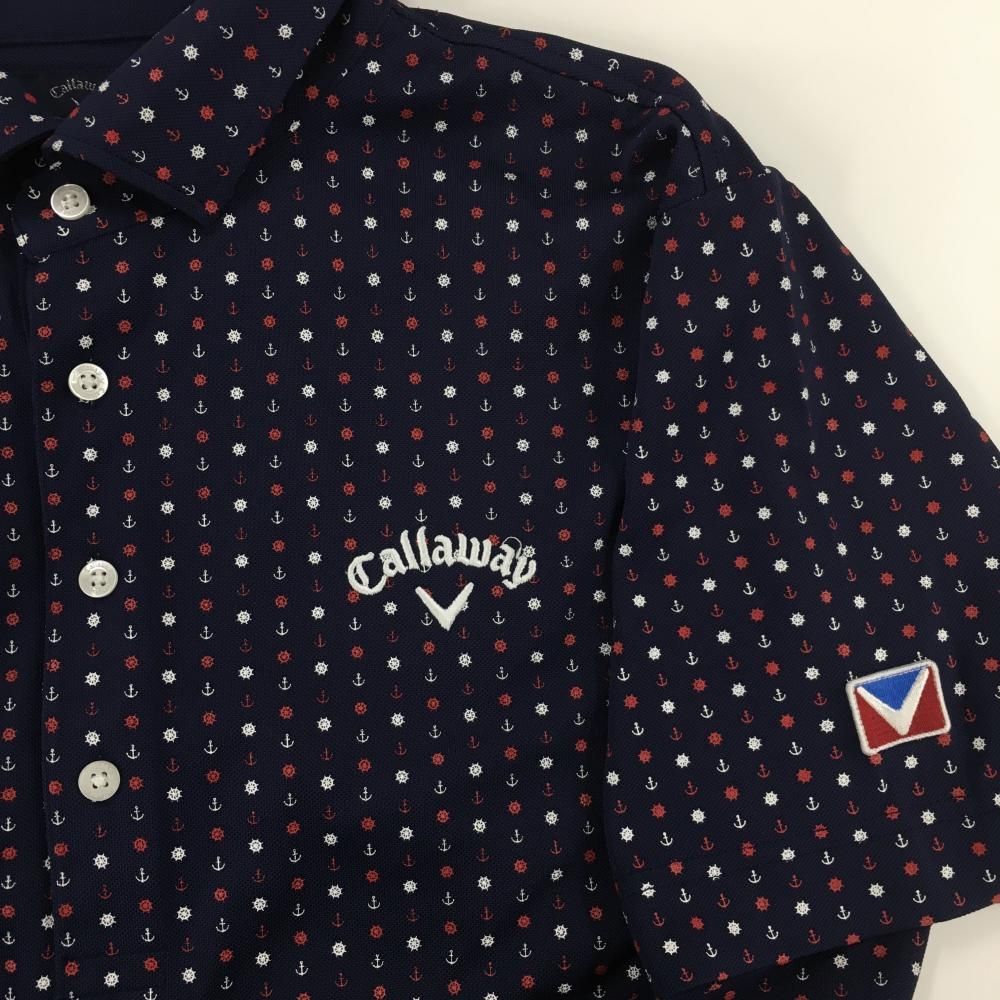 キャロウェイ　メンズポロシャツ　3L 紺色 CALLAWAY キャロウェイ 半袖ポロシャツ チェック柄 ネイビー系 M