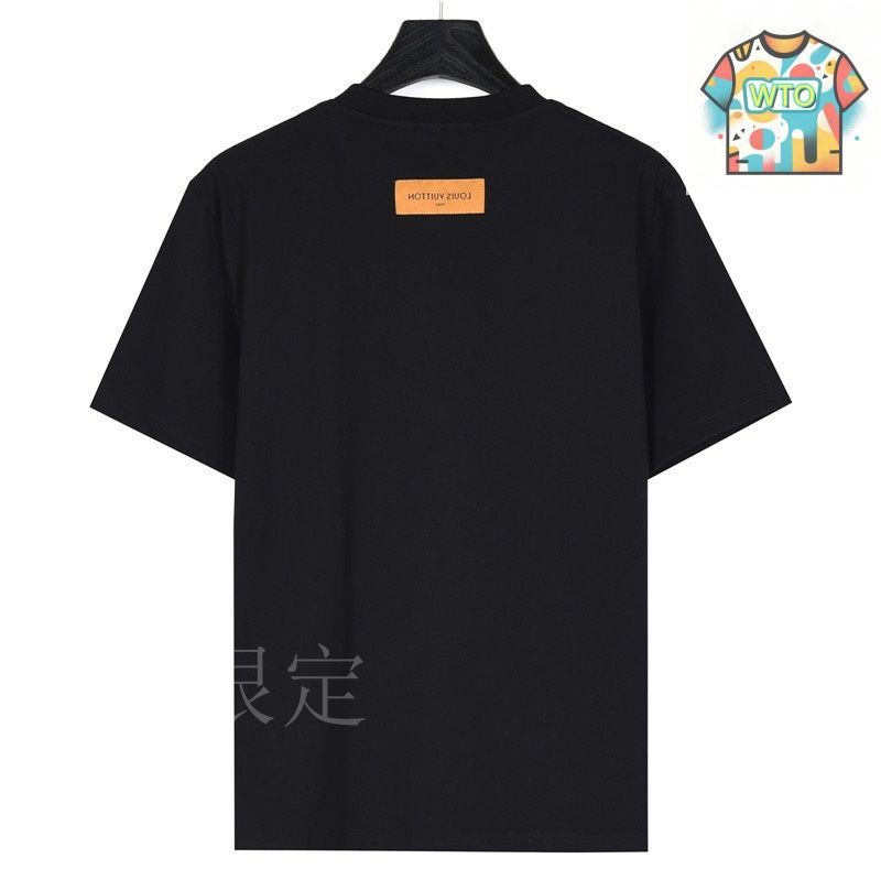 *胸元ロゴが映える!国内発送*【Louis Vuitton】Tシャツ 今日特価】Louis Vuitton クラシック 胸暗紋刺繍 ロゴ T シャツ