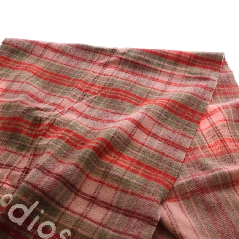 新品未使用Acne Studios チェック柄マフラー ピンク系 Acne Studios (アクネ ストゥディオズ) チェック柄 ロゴプリント