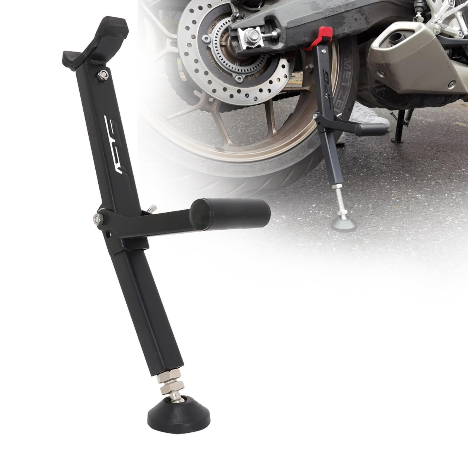 【人気商品】JFG バイクスタンド リア用 メンテナンススタンド 耐荷重200kg サイドスタンド 転倒防止 ブラック