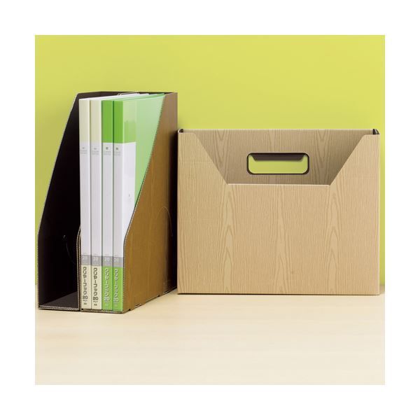 (まとめ) TANOSEEボックスファイル(WOODY) A4ヨコ 背幅100mm ナチュラル 1セット(15冊:3冊×5パック) 〔×10セット〕 まとめ） TANOSEE ボックスファイル（WOODY） A4スリムタテ 背幅65mm