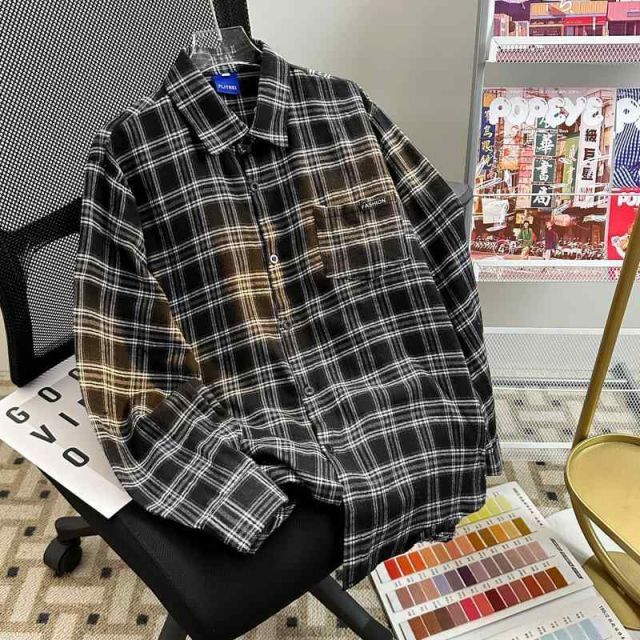 メンズ ファッション 服 男性用 オシャレ シンプル 大人 かっこいい 大きいサイズ ストリート 紳士服 アメリカン レトロ チェック柄 シャツ 長袖 春秋 カジュアル ハイエンド
