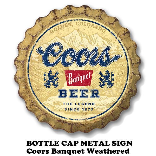  ボトルキャップ メタルサイン Coors Banquet Weathered【クアーズ ブリキ看板】 その他