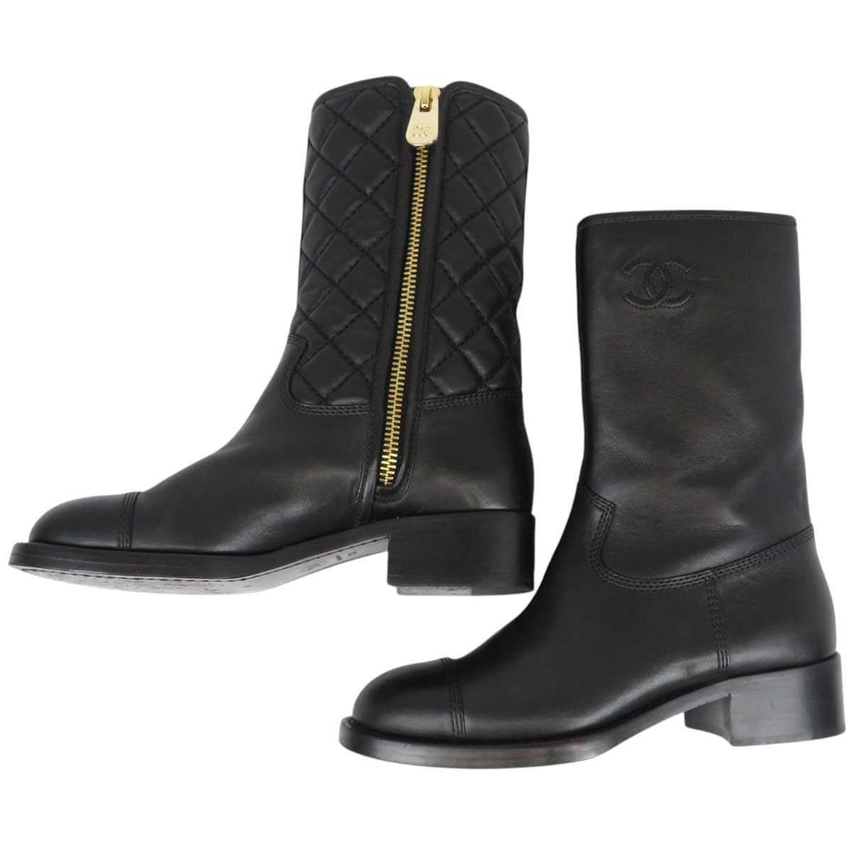 シャネル ココマーク マトラッセ レザー ショートブーツ G36707 レディース ブラック CHANEL アパレル 小物 WWW_NOITHATQUANGTHANH_NET