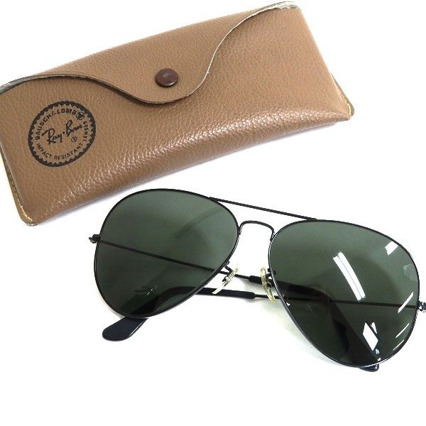 ae レイバン Ray-Ban B-L サングラス 62□14 黒 ブラックメタル アビエーター ティアドロップ ボシュロム ケース付き 939201 k01
