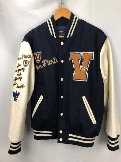 VAN JAC. レザースリーブ レタージャケット パッチ スタジャン