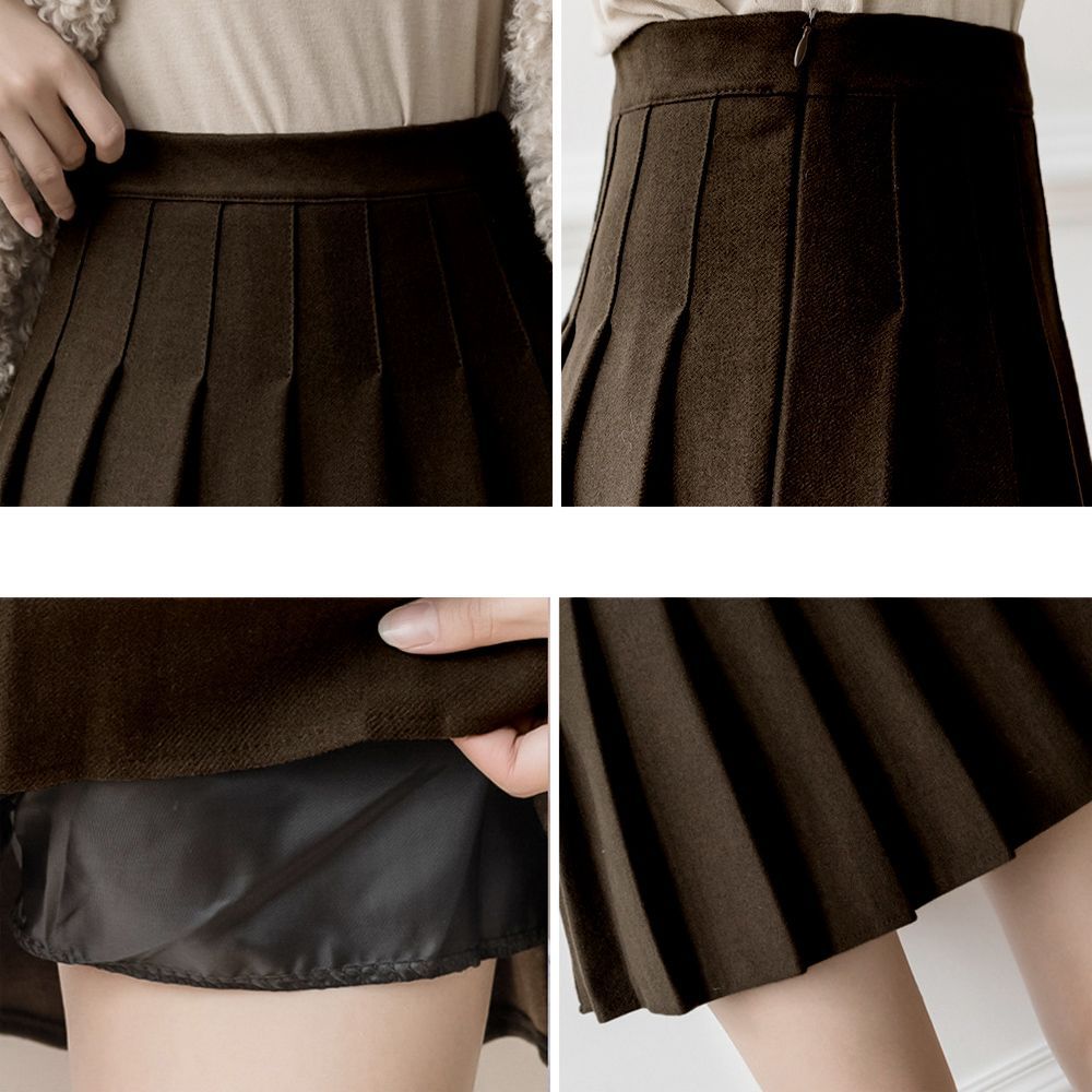 プリーツミニスカート ハイウエスト韓国 インナーパンツ付き A