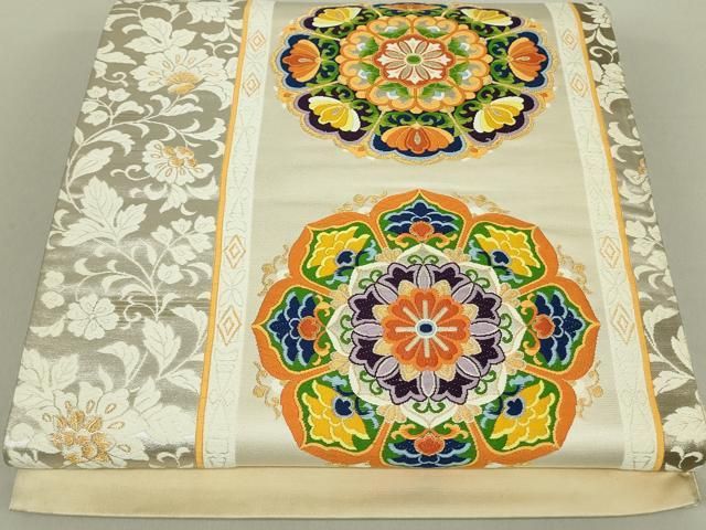 新品 唐織 更紗 着物“花の雅に錦を照らす今も変わらぬ更紗の世界”袋帯 5557 袋帯 藤原織物 倭文更紗 花鳥 芯入仕立 - 株式会社上総屋呉服店