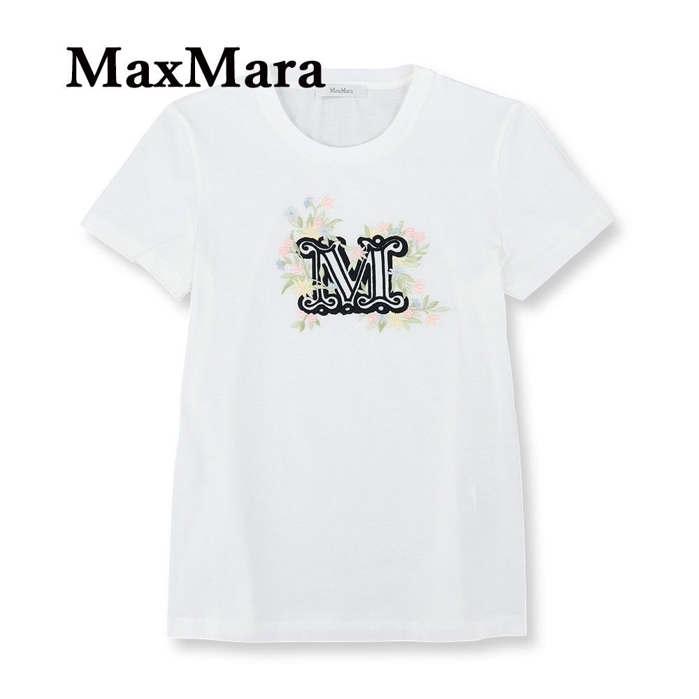 Max Mara Ｔシャツ 半袖 マックスマーラー 2319410132 600 015 WHITE ホワイト × マルチ トップス カットソー コットン
