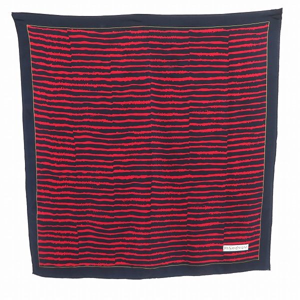 ☆Yves Saint Laurent☆ スカーフ 大判 ボーダー ネイビー ☆Yves Saint Laurent☆ スカーフ 大判 ボーダー ネイビー 楽天