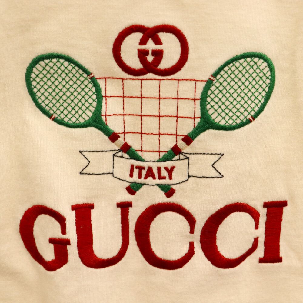 GUCCI (グッチ) 20SS Club Multi Tee テニス 刺繍 ロゴ 半袖Tシャツ 