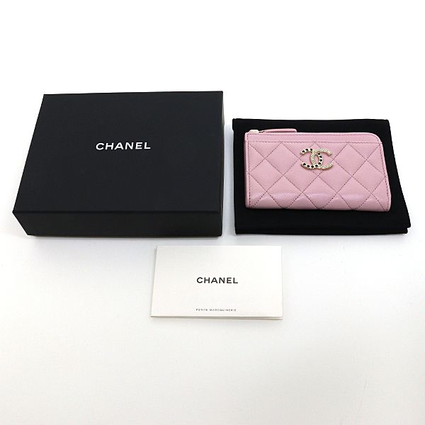 シャネル CHANEL ジップカードケース コインケース ピンク系