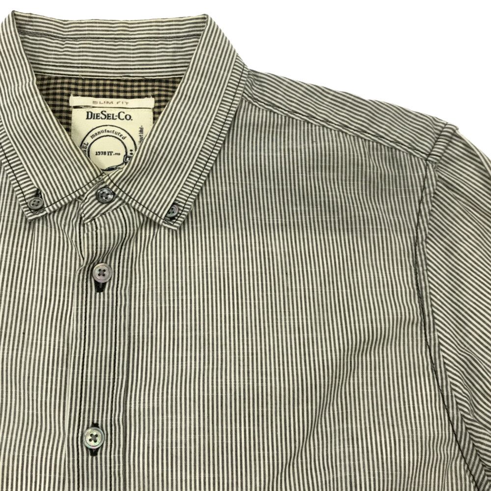 DIESEL (ディーゼル) ボタンダウンストライプシャツ ホワイト