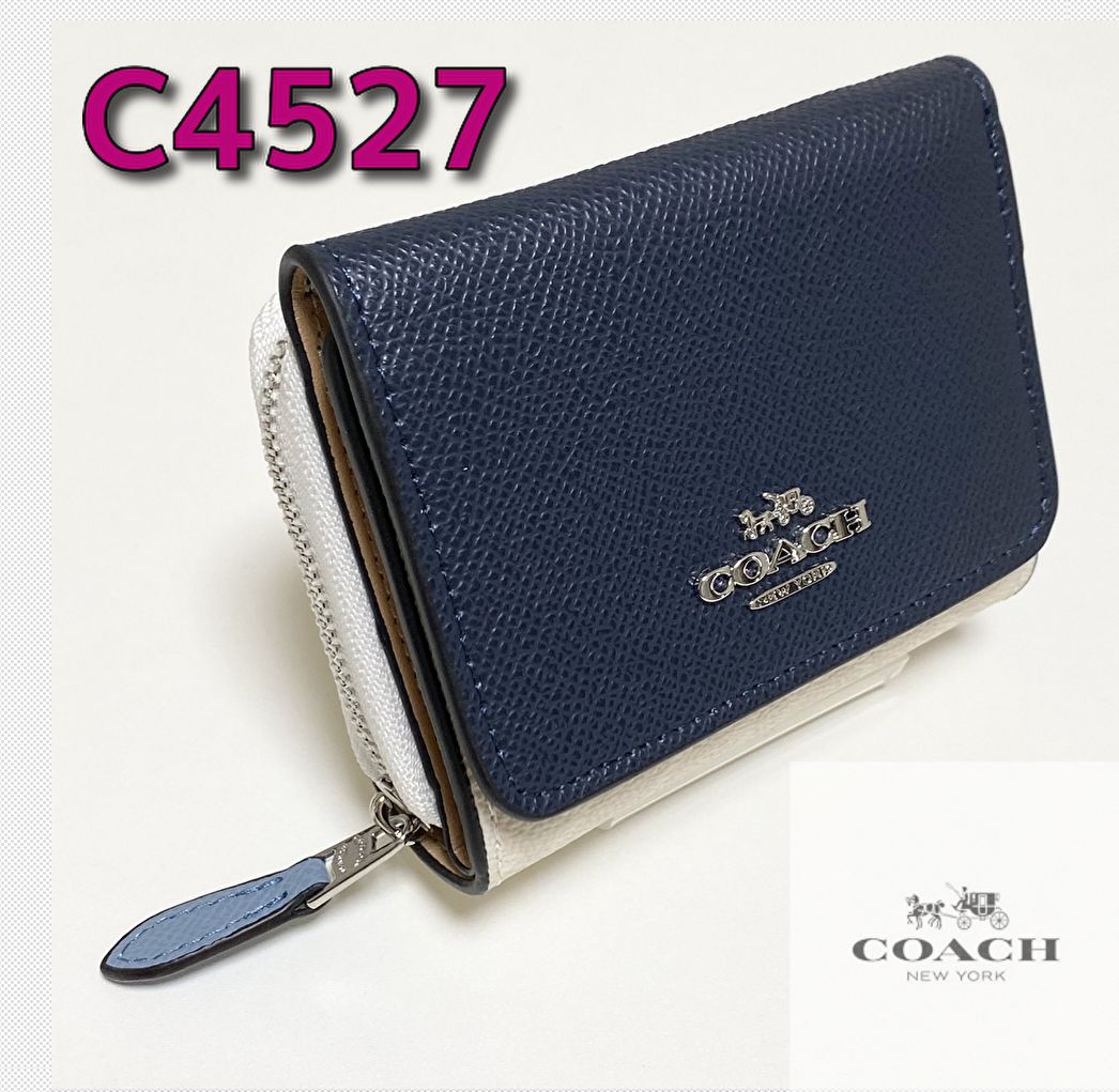新品/未使用品　COACH スモール 3つ折り財布 ミッドナイト C4527